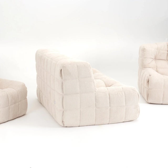 2000 - 2009 Vintage Ligne Roset Kashima Modular Set in Vanilla Corduroy - Restored 4-Piece Lounge For Sale - Image 5 of 17