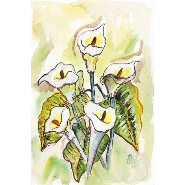 Watercolor Still Life Painting - White Flowers For Sale
