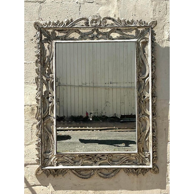 Wood Vintage Boho Monumental Distressed Wood Mirror For Sale - Image 7 of 10
