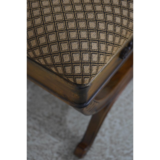 1980s Pair of Regency Walnut Finish X Base Benches Foot Stools For Sale - Image 5 of 12