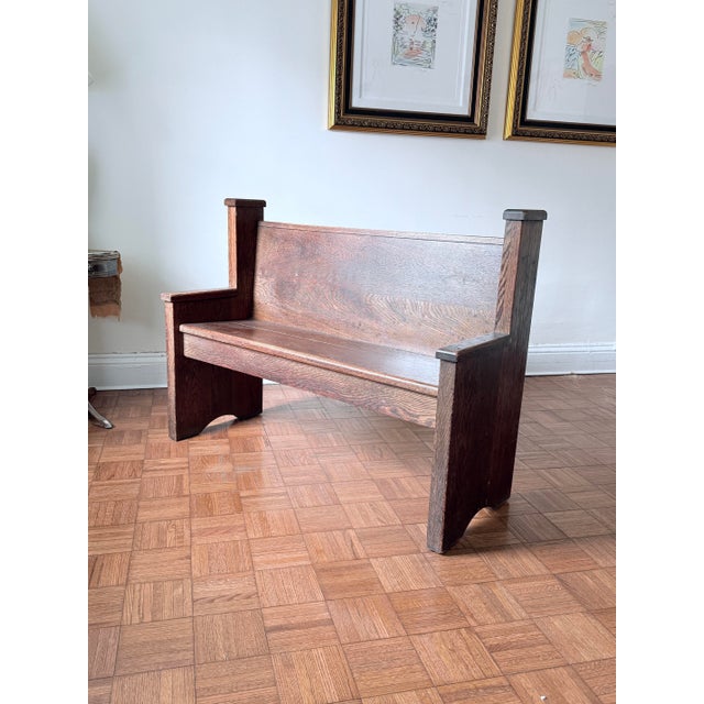 Early 20th Century Gothic Revival Oak Pew For Sale In New York - Image 6 of 17