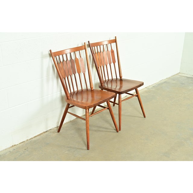 Mid-Century Modern Kipp Stewart for Drexel Declaration Sculpted Walnut Side Chairs or Dining Chairs, Pair For Sale - Image 3 of 13