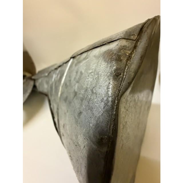 Large 21" Brutalist Folk Art Angel Candle Holder Lantern - Hand-Hammered Steel Drum For Sale - Image 13 of 15