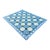 Handmade Cotton Area Rug, Vegetable Dyed Sky Blue, Cream and Green Swedish Tile Dhurrie-12'x15' For Sale