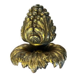 Large Antique 19th Century French Belle Epoque Louis XVI Style Gilt Bronze Berry Finial For Sale