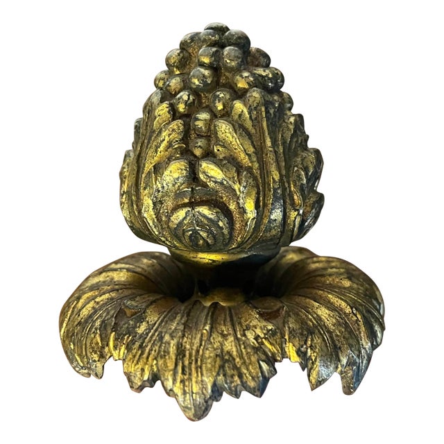Large Antique 19th Century French Belle Epoque Louis XVI Style Gilt Bronze Berry Finial For Sale