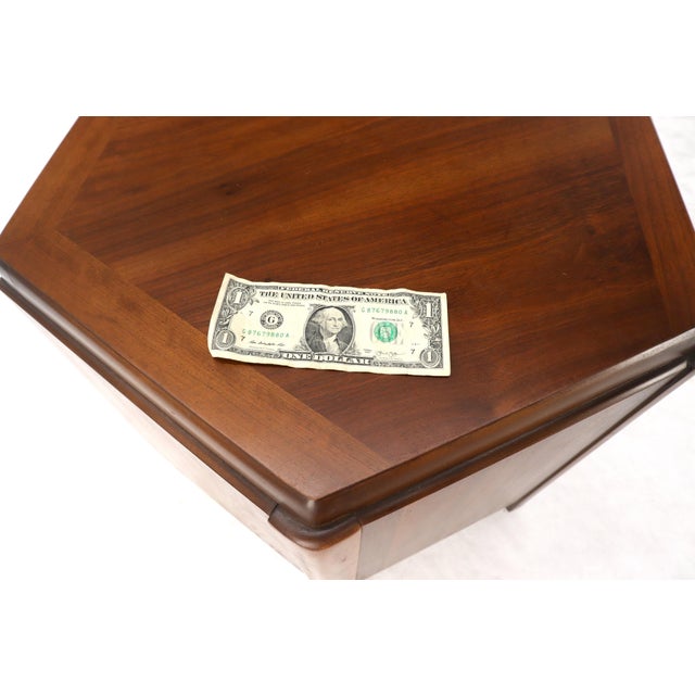 Late 20th Century Pair of Hexagon Walnut End Side Tables w/ One Door Cabinets Storage Compartment For Sale - Image 9 of 17