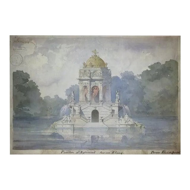 Emmanuel Brune Pavillion D'agrement Sur Un Etang, 1989 Lithograph For Sale