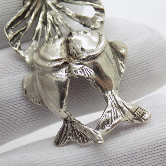 Vintage Italian Handmade Genuine Silver Fish and Oyster Rare & Quirky Figurine For Sale - Image 9 of 12