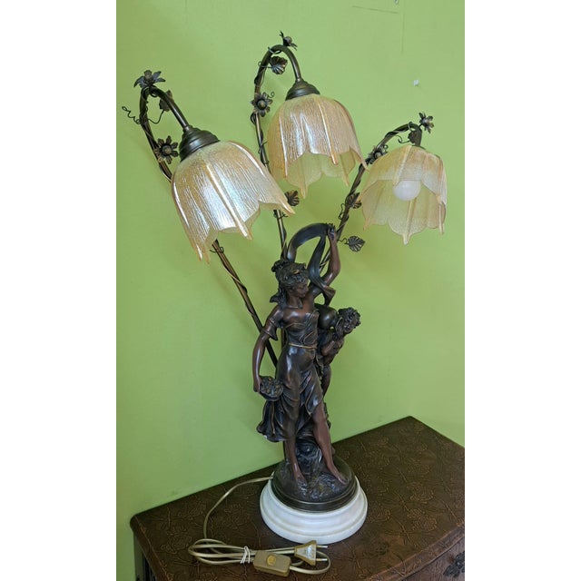 Vintage Table Lamp with Sculptures, 1975 For Sale - Image 9 of 9