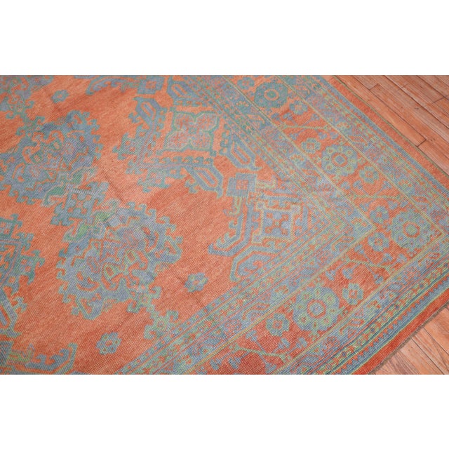 Bright Coral Antique Oushak Rug, 11'4'' X 14'1'' For Sale - Image 10 of 18
