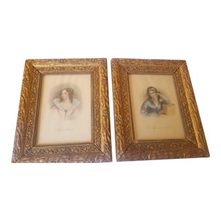 Pair Early 19th Century English Hand Colored Engravings in Finely Hand Carved Wood Frames For Sale