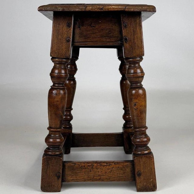 19th Century Antique English Joined Oak Stool For Sale - Image 4 of 11