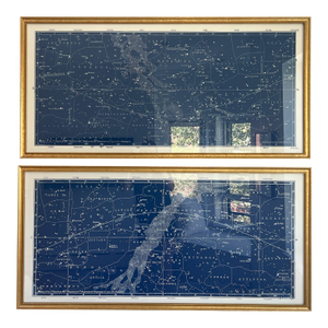 Gold-Framed Royal Blue Constellation Print Set - Set of 2