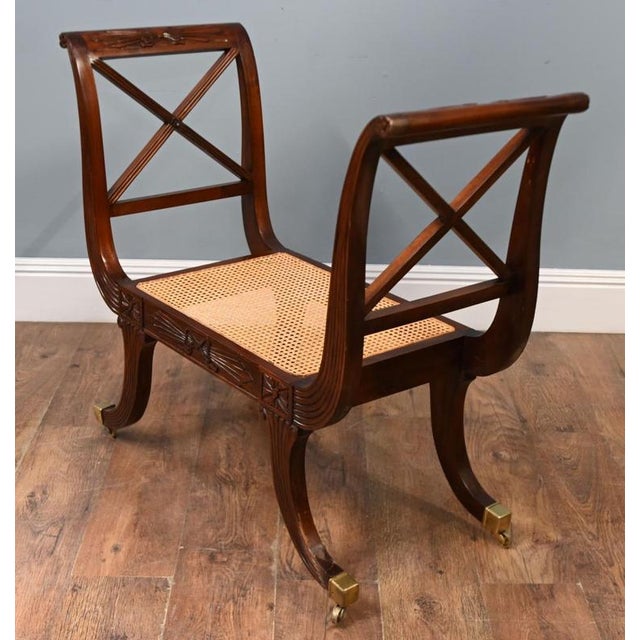 1930s Regency Window Seat Stool in Mahogany, 1930 For Sale - Image 5 of 5