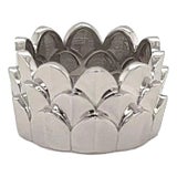 Late 20th Century Fred of Paris 18k White Gold 12mm Wide 3 Tier Crown Band Ring - Size 7.25 For Sale