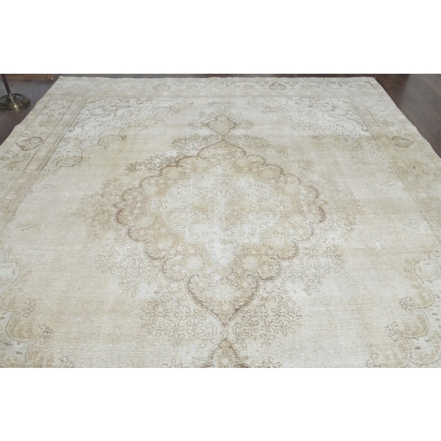 1970s Vintage Persian Handmade Wool Cotton Beige Area Rug For Sale - Image 11 of 11