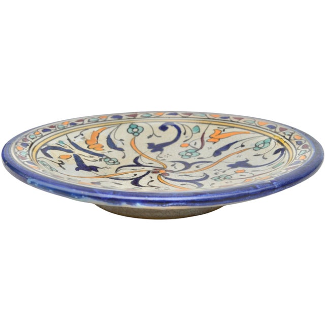 Blue Late 19th Century Blue & Orange Patterned Moorish Ceramic Plate For Sale - Image 8 of 8