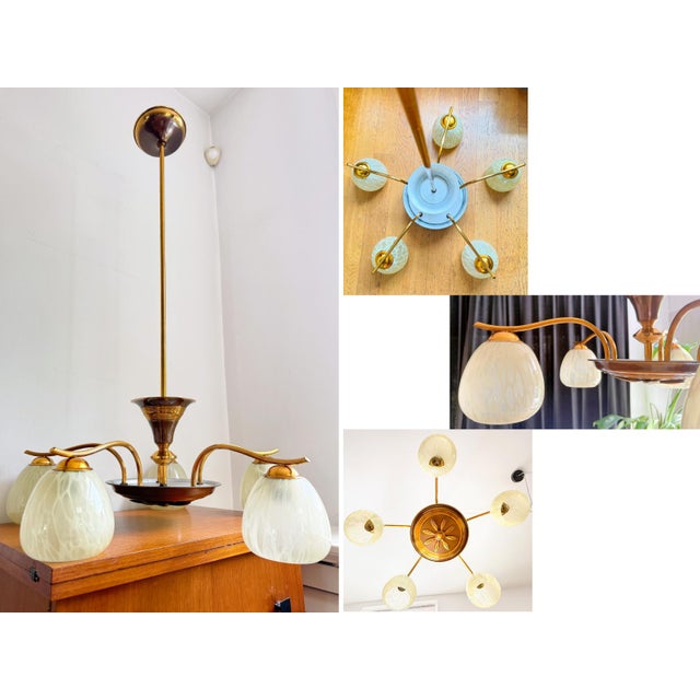 Vintage Art Deco Pendant in Brass For Sale - Image 11 of 13