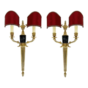 Laudarte Slr Gilt Bronze Wall Sconces With Marble Insets Tania Ap 2L - a Pair