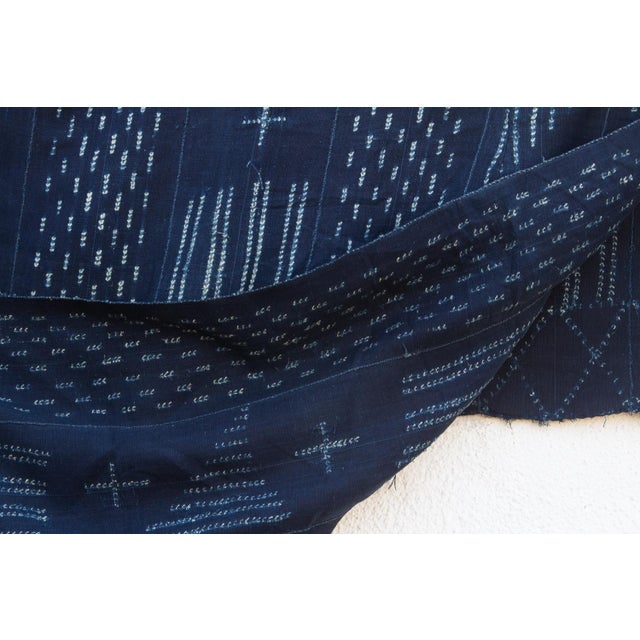 1970s Deep Blue Indigo Mud Cloth Throw For Sale - Image 5 of 6