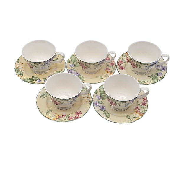 Jessica McClintock Westbury Court Christina Floral Cups & Saucers, Set of 5 For Sale - Image 15 of 16