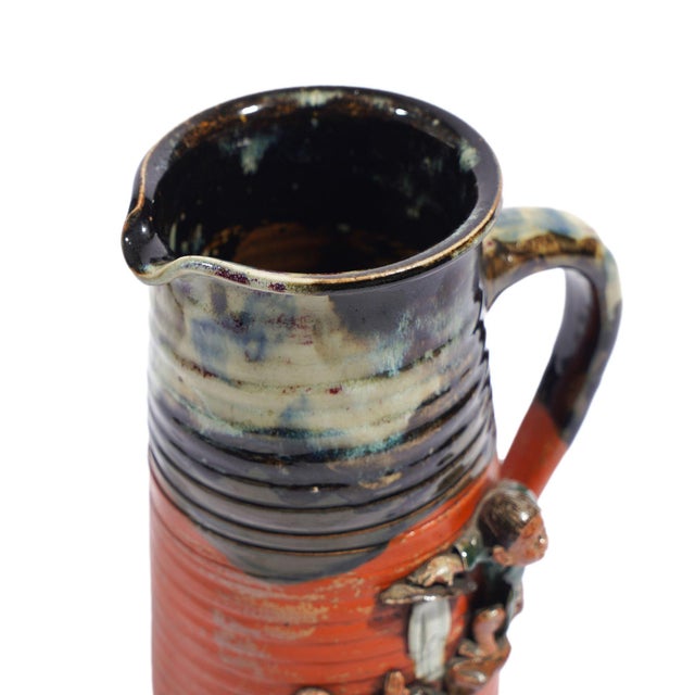 Japanese Sumida Gawa Ceramic Pitcher, C. 1890-1910 For Sale - Image 9 of 12
