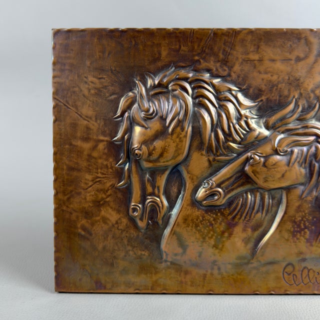 High Relief Painting of Horses in Embossed Copper by Studio Cellini For Sale - Image 3 of 13