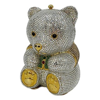 1980s Judith Leiber Swarovski Crystal Spencer Bear Minaudiere For Sale
