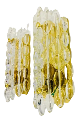 Set of 3 Karl Fagerland Orrefors Bubble Crystal Wall Lights