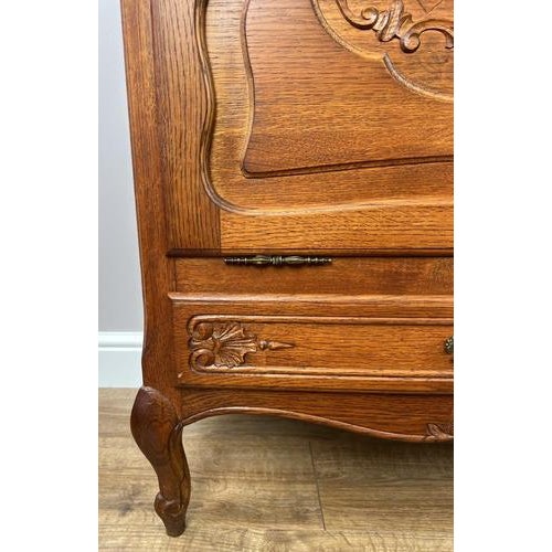 Vintage French Louis XVI Style Oak Carved Nightstand For Sale - Image 6 of 14