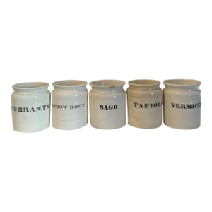 Collection of 5 English Ironstone Pantry Jars – Victorian Kitchen Storage
