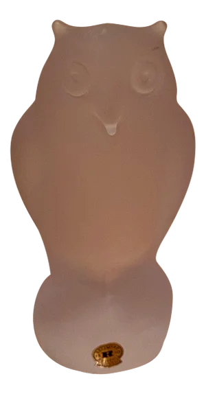 Vintage Reijmyre Sweden Kristall Glass Owls Figurine Handmade Frosted Glass