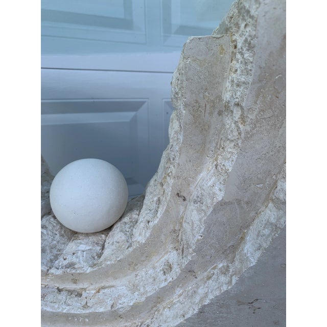 Alabaster Vintage Postmodern Tessellated Mactan Stone/Travertine Side Tables Attributed to Magnussen Ponte - Set of 2 For Sale - Image 8 of 15