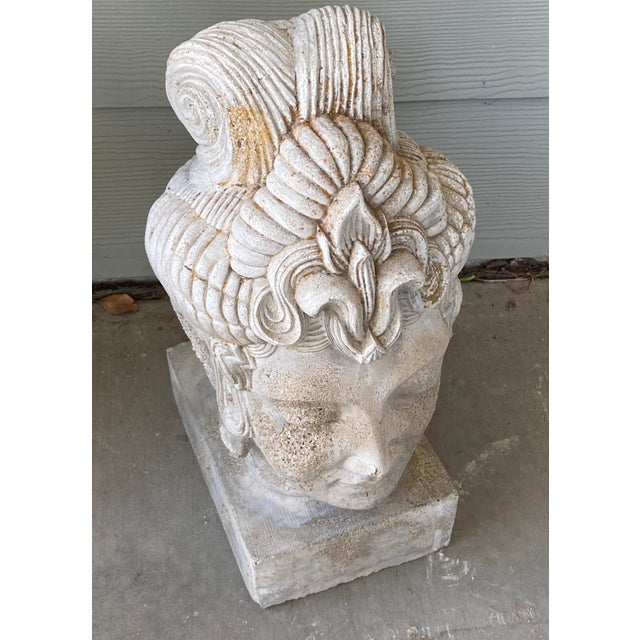 Sculptural Stone Garden Buddha Head For Sale In San Diego - Image 6 of 7