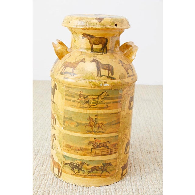 Equine Decoupage Decorated Dairy Farm Milk Jug For Sale In Sacramento - Image 6 of 13