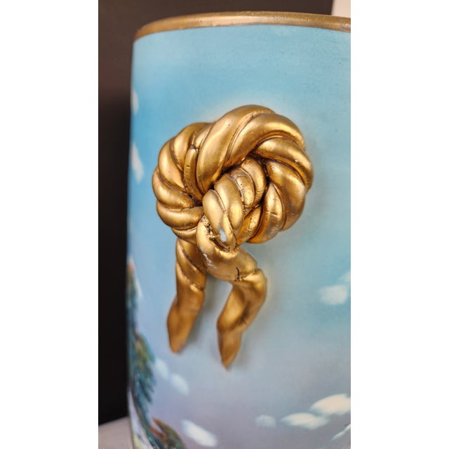 Vintage Hand-Painted Ceramic Umbrella Stand / Floor Vase For Sale - Image 15 of 18