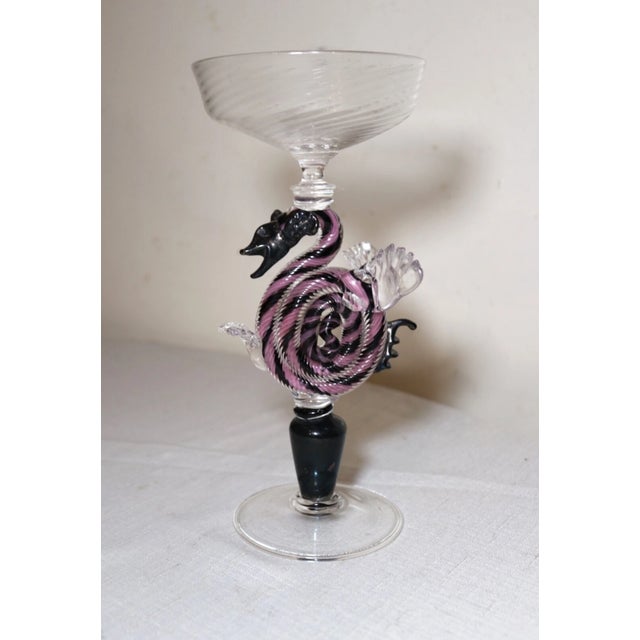 Purple 1990s Share Hand Blown Dragon Venetian Murano Art Studio Glass Goblet Chalice Stemware Cup For Sale - Image 8 of 11
