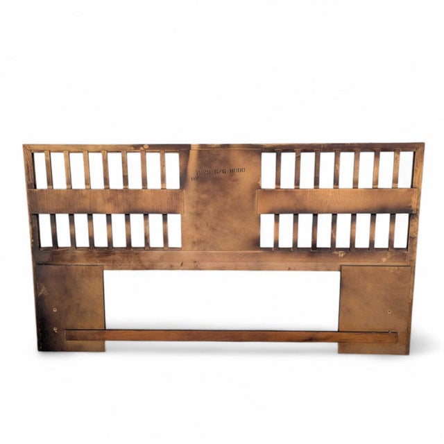 Mid-Century Modern Walnut Veneer King Headboard With Chrome Trim For Sale - Image 10 of 18