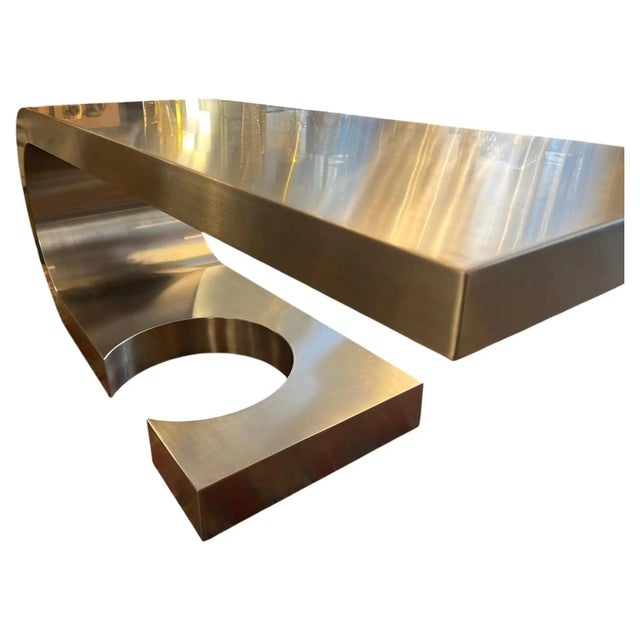 Metal Vintage Italian Diapason Desk in Brushed Stainless Steel by Marzio Cecchi for Studio Most For Sale - Image 7 of 11