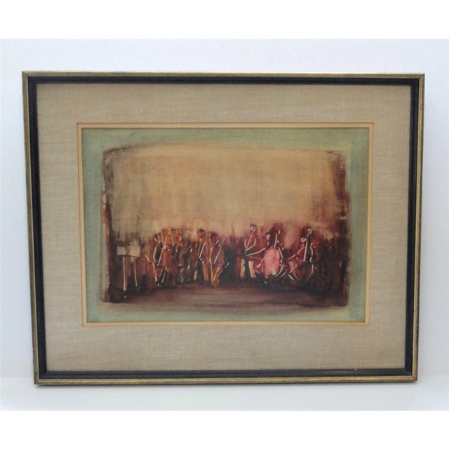 1960s "Israeli Orchestra" Abstract Watercolor Painting by Joseph Kossonogi, Framed For Sale In Portland, ME - Image 6 of 6