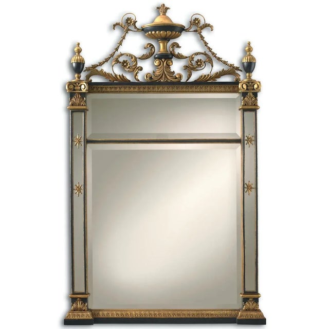 Empire Mirror with Burnished Gold and Black Accents