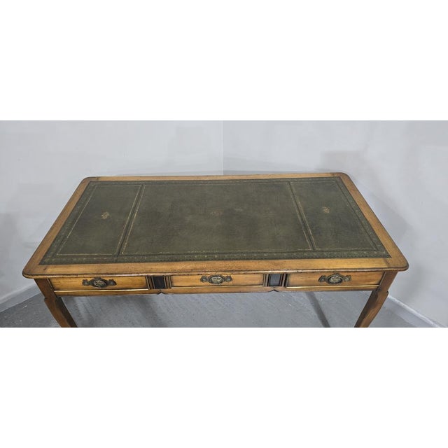 French Oak Partners Library Desk, 1920 For Sale - Image 9 of 13