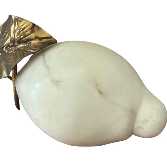1960s Vintage Italian Marble Lemon With Brass Leaves For Sale - Image 5 of 7