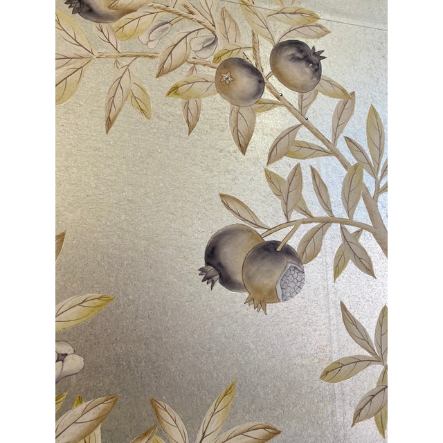 Paper Hand Painted Wallpaper Panel Chinoiserie Gated Garden For Sale - Image 7 of 7