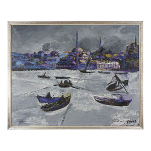 Mid Century Modern Impasto Oil Painting - Venice St. Mark's Basilica at Sunset by Huib Van Vugt (1923-2008)