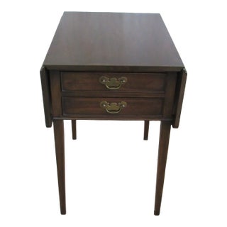 1980s Henkel Harris Black Cherry Drop-Leaf Side Table For Sale