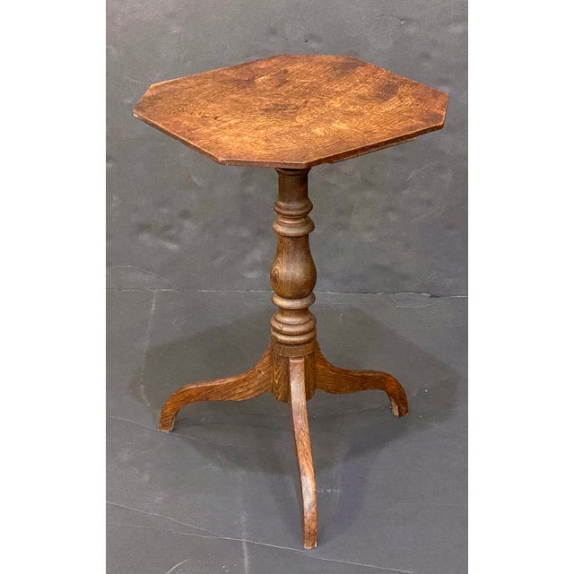 English Occasional Table of Oak With Octagonal Top For Sale In Austin - Image 6 of 6