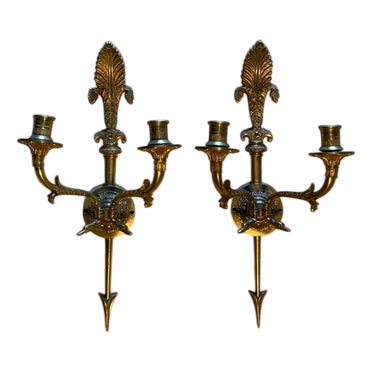 Empire Style Bronze Sconces, Set of 2 For Sale