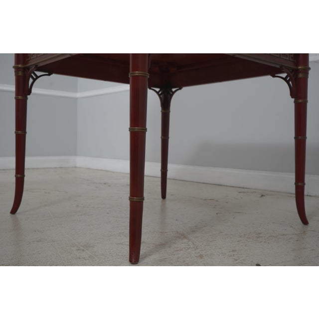 Red Kindel Leather Top Bamboo Form Leg Games Table For Sale - Image 8 of 15